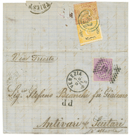 1183 1871 ITALY 60c + 2 Stamps From TURKEY On Entire Letter From VENEZIA To ANTIVARI ALBANIA. Vvf. - Zonder Classificatie