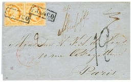 1192 1864 Superb Pair 15c Canc. FRANCO + "AFFRANCHISSEMENT INSUFFISANT" + "12" Decimes Tax Marking On Entire Letter To P - Sonstige & Ohne Zuordnung