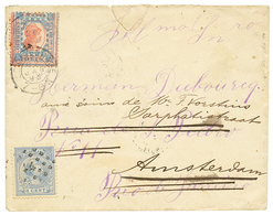 1193 1892 NETHERLANDS 5c On Envelope(small Tear) To RIO DE JANEIRO Redirected With BRAZIL 100R. Nice Combination. Vvf. - Other & Unclassified