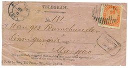 1203 PORTUGUESE INDIA - TELEGRAM : 1871 20R Canc. On TELEGRAM Envelope From PANGIN To MARGAO. TELEGRAM From PORTUGUESE I - Andere & Zonder Classificatie