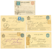 1210 1874/77 ROMANIA Superb Lot Of 5 P./Stationery Card With Nice Franking To AUSTRIA Or GERMANY. Vvf. - Andere & Zonder Classificatie