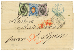 1218 1872 20k (wmk Vertical) Verticaly Laid + 3k+ 5k Canc. ST PETERSBURG On Cover To FRANCE. Scarce. VF. - Andere & Zonder Classificatie