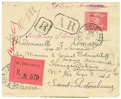 1225 1899 FRANCE 50c On REGISTERED Cover + A.R (AVIS De RECEPTION) To ST PETERSBURG Redirected With Red REGISTERED Label - Altri & Non Classificati