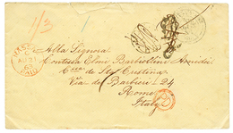 1234 "BAHAMAS To ITALY" : 1863 NASSAU PAID Red + MORE TO PAY Erased + "1/3" Tax Marking On Envelope(fault) To ROMA ITALY - Andere & Zonder Classificatie