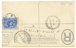 1238 "NAIROBI Via MOZAMBIQUE To TRANSVAAL" : 1907 Boxed REGISTERED Cachet LOURENCO MARQUES + BRITISH EAST AFRICA 1a(x2)  - Sonstige & Ohne Zuordnung