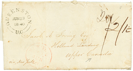 1240 1840 QUEENSTON U.C + NEW-YORK On Entire Letter "LEOGAN ST JAMES JAMAICA" To Upper CANADA. Vvf. - Altri & Non Classificati
