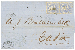 1261 1872 SPAIN 50m(x2) On Entire Letter From GIBRALTAR To CADIX(SPAIN). Vvf. - Other & Unclassified