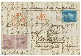 1263 1867 GB 2d + 6d(x2) Canc. A26 + GIBRALTAR On Cover To NEW-YORK(USA). Vf. - Other & Unclassified