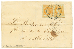 1267 1861 SPAIN 4c(x2) On Entire Letter From GIBRALTAR To SEVILLA. Vvf. - Other & Unclassified