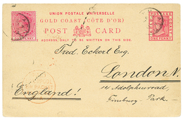 1280 Mixt LAGOS / GOLD-COAST : 1895 GOLD COAST P./Stat 1d + LAGOS 1d Canc. LAGOS To ENGLAND. Scarce. Vf. - Costa D'Oro (...-1957)