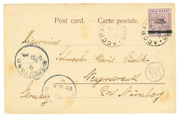 1289 PROVISIONAL ISSUES : 1901 ONE PENNY On 6d(Sg N°36) Canc. ACCRA On Card To GERMANY. Rare Stamp On Cover. Vf. - Costa D'Oro (...-1957)