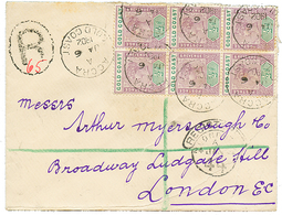 1291 1902 1/2d Block Of 6 Canc. ACCRA On REGISTERED Envelope To ENGLAND. Superb. - Côte D'Or (...-1957)