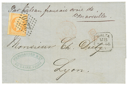 1314 1867 FRANCE 40c Canc. GC 2240 + Boxed MALTA/M.B On Cover From CAIRO (EGYPT) To FRANCE. Vvf. - Malte (...-1964)
