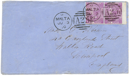 1316 1870 Pair 6d (pl. 8) Canc. A25 + MALTA On Envelope To ENGLAND. Superb. - Malte (...-1964)