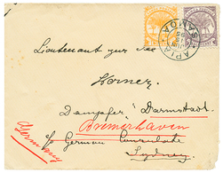 1321 SAMOA - DAVIS POST : 1895 1/2p + 2d Canc. APIA SAMOA On Envelope To "DAMPFER DARMSTADT" C/o German CONSULATE SYDNEY - Sonstige & Ohne Zuordnung