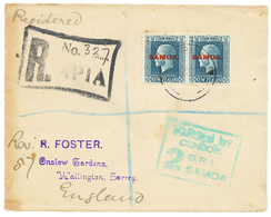 1326 1917 NEW ZEALAND Overprint SAMOA 2 1/2d(x2) + CENSOR GRI 2 SAMOA On Registered Cover To UK. Vf. - Autres & Non Classés