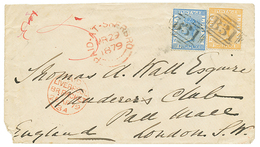 1333 1879 3d + 4d Canc. B51 + Red Cachet PAID AT SHERBRO MR 29 1879 On Envelope To ENGLAND. The Earliest Recorded Use Of - Sierra Leone (...-1960)