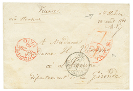 1337 "STE HELENA" : 1861 Red Cachet ST HELENA (rare At This Date) + PD + Manuscript Mark "STE HELENE 28 Aout 1861 + Sign - Sonstige & Ohne Zuordnung