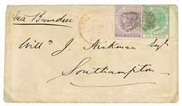 1346 1872 6c + 24c + SINGAPORE PAID In Red On Envelope To ENGLAND. Vf. - Singapur (...-1959)