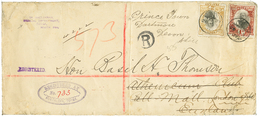 1350 TONGA : 1905 1 SHILLING(rare) + 2d Canc. NUKUALOFA On REGISTERED Envelope From MEDICAL DEPARTMENT To ENGLAND. Rare  - Tonga (...-1970)