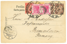 1357 1898 CHINA 1/2c(x2)+ 1c+ 2c Canc. SHANGHAI + HONG-KONG 2c(x2) On Card To GERMANY. Superb. - Altri & Non Classificati