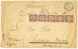 1359 1901 CHINA 1/2c(x5) + SHANGHAI DEUTSCHE POST On Envelope(fault) To GERMANY. Verso, Rare Negativ Cachet KAISERL. DEU - Andere & Zonder Classificatie