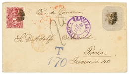 1368 1877 P./Stat 5c + 5c + SANTIAGO CHILE + "T/1-70" Exchange Marking Via PANAMA To FRANCE. Vvf. - Chile