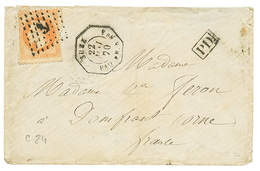 1377 1870 FRANCE 40c(fault) Canc. ANCHOR + Very Rare Maritime Cachet SUEZ PAQ FR N N°4 On Cover To FRANCE. Vf. - Andere & Zonder Classificatie