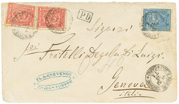 1379 1873 20p Blue + 1P(x2) Canc. POSTE KHEDEUVE EGIZIANE CAIRO On Envelope To ITALY. Vvf. - Other & Unclassified