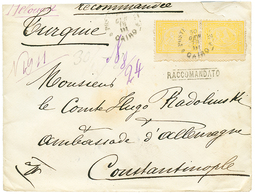 1381 1878 Pair 2P Canc. CAIRO + RACCOMANDATO On REGISTERED Envelope To CONSTANTINOPLE. Vf. - Autres & Non Classés