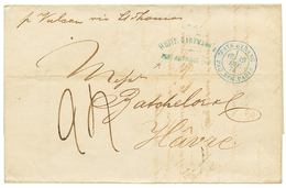 1390 HAITI : 1874 Rare Blue Entry Mark PAYS ETRANG. PAQ REG. PARIS + "24" Tax Marking On Cover From PORT AU PRINCE Via S - Haiti