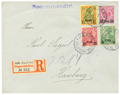 1405 1902 GERMAN LEVANT P./Stat 20p + 10p+ 20p+ 1P 1/4 Canc. JAFFA Sent REGISTERED To HAMBURG. Vvf. - Palestina