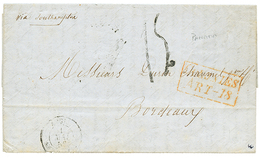 1410 PANAMA : 1856 Rare Exchange Marking COLONIES ART-18 In Red On Entire Letter Datelined "PANAMA" To FRANCE. Vvf. - Panama