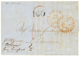 1418 1849 "160" Tax Marking On Entire Letter From NEW YORK To MADEIRA. Superb. - Other & Unclassified