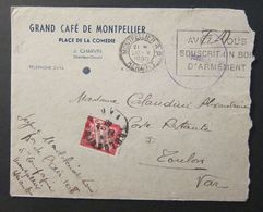 Montpellier Cad 20-V 1940 Lettre En FM Bataillon De L'air 108 Taxée Timbre 30c - Entête Grand Café De Montpellier + OMEC - 1859-1959 Covers & Documents