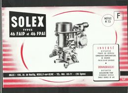 SOLEX Notice N° 73 - Matériel Et Accessoires
