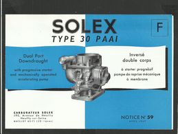 SOLEX Notice N° 59 - Matériel Et Accessoires