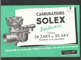 SOLEX Notice N° 60A - Matériel Et Accessoires