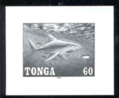 Tonga (1994) Tiger Shark. Monochrome Proof On Thin Cardboard, From The Printer's Archive. Scott No 860, Yvert No 969. - Tonga (1970-...)