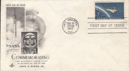 72450- JOHN GLENN, FIRST AMERICAN ORBITAL FLIGHT, ATLAS-MERCURY SHUTTLE, COSMOS, SPACE, COVER FDC, 1962, USA - Amérique Du Nord