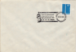 72521- OCNA SUGATAG PHILATELIC EXHIBITION, FOLKLORE COSTUME, SPECIAL POSTMARK ON COVER, ENDLESS COLUMN STAMP, 1981, ROMA - Lettres & Documents