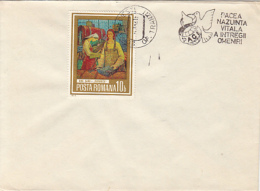 72524- DOVE, PEACE, SPECIAL POSTMARK ON COVER, PAINTING STAMP, 1982, ROMANIA - Cartas & Documentos