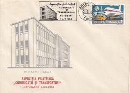 72564- BOTOSANI COMMUNICATIONS AND TRANSPORTS PHILATELIC EXHIBITION, SPECIAL COVER, 1983, ROMANIA - Brieven En Documenten