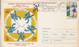 72565- POSTAL WORKERS' MARCH, THE FINAL, SPECIAL COVER, 1983, ROMANIA - Brieven En Documenten