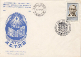 72573- SIBIU- ASTRA CULTURAL SOCIETY PHILATELIC EXHIBITION, SPECIAL COVER, 1986, ROMANIA - Cartas & Documentos