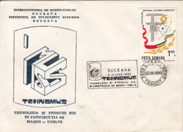 72575- SUCEAVA MACHINES AND TOOLS PRODUCTION PHILATELIC EXHIBITION, SPECIAL COVER, 1989, ROMANIA - Brieven En Documenten