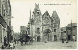 CPA - 76 -  BLANGY SUR BRESLE - Place De L'Eglise - Attelage Chevaux - Poste Télégraphe - Blangy-sur-Bresle