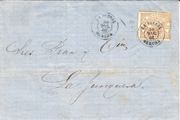 1868- Lettre De LA BISBAL ( Gerona)  Affr. 50 Mill.   Pour Barcelona - Briefe U. Dokumente