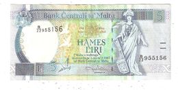 BILLETE (Banknote) Bank Centrali Ta MALTA 5 Liri - Malta