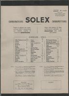 SOLEX Carburateurs 1956 - Matériel Et Accessoires